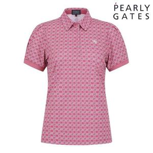 파리게이츠 (521E3TO101PK) 여성 다트 슬리브 하프 버튼 반팔 티셔츠