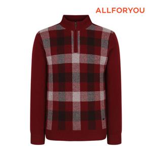 [올포유]남성 체크 자가드 반집업 방풍 니트 AGSHMA311-415