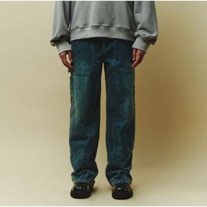 [플랙진]남성 스텝 T53 카펜터  멜빵 와이드 중청 데님 팬츠 (PJTH5STT535)