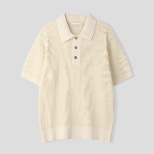 [리빌모아]남자 부클 카라넥 골지 반팔 니트티 AS-KNH-Q006-크림