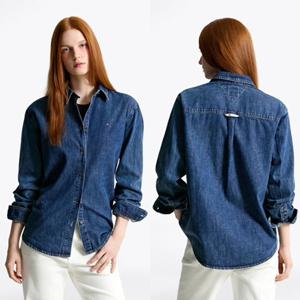 [타미진] 공용 T32F6WSH10TML1 레귤러 핏 진청 데님 셔츠 여자남자 커플 봄가을 청셔츠 SC