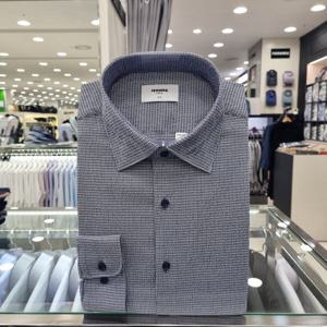 [레노마셔츠]써커 미니 깅엄 체크 슬림핏 긴소매ROSSL0982BU_GN