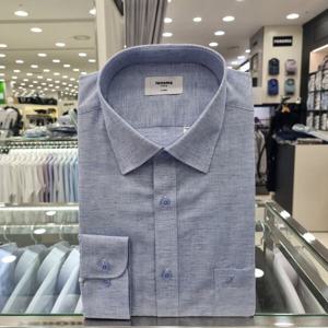 [레노마셔츠]린넨혼방 미니 스타체크 일반핏 긴소매ROSSG0933BU_