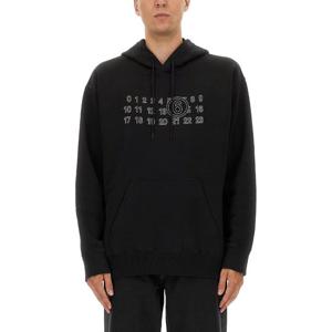 MM6메종마르지엘라 블랙 프린티드 넘버 그래픽 후드티 SH0GU003