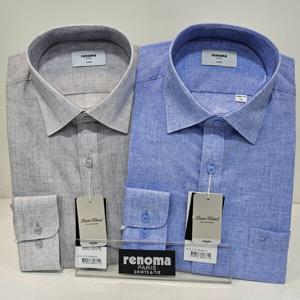 [레노마셔츠]린넨혼방 슬럽체크 일반핏 ROSSG1405_DG