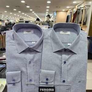 [레노마셔츠]린넨혼방 모달 미니체크 일반핏 RNSSGP038_DG