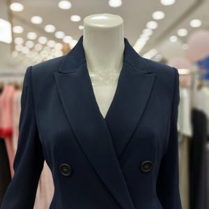 [아니베에프]A44WJK300A 카라넥 허리라인 더블버튼 자켓