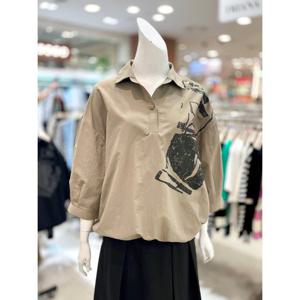 [트리아나]카라넥 루즈핏 밑단 스트링 블라우스 AJ3BA11_BE