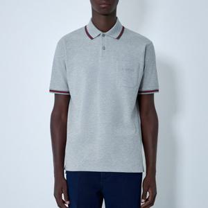 25 FW 구찌 로고 디테일 포켓 웹스트라이프 트리밍 폴로 셔츠 그레이 795174 XJHEE 1056