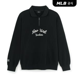 [MLB공식] 25F 베이직 레터링 반집업 맨투맨 NY (Black) 3AMTB3354