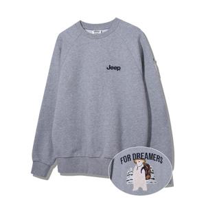 [지프]JP1TSU842 지프 아플리케 캠프곰 맨투맨 멜란지그레이 202