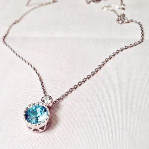 파란 보석 여자 실버 925 은 파도 한 방울 목걸이 여친선물