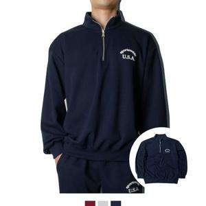 [모로엠] USA 스타일 반집업 트레이닝맨투맨 3컬러 DMG-TSA-Q4133155