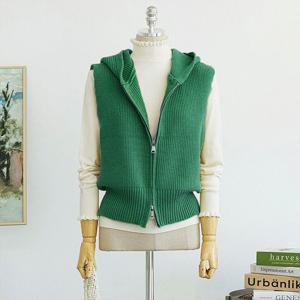 [올리비에스클로젯]베이직 후드 집업 니트 베스트_O2508KV025C