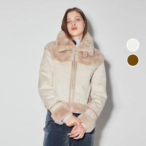 [버커루]여성 레가시 여성 퍼 배색 크롭 무스탕 B244LI620P