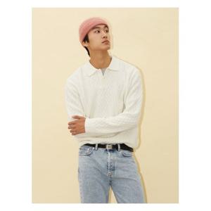 [빈폴멘]아란 케이블 칼라넥 니트  아이보리 (BC4951C220) .