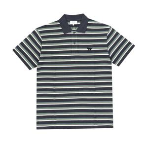 메종키츠네 OM00209KJ7010 P476 프로필 폭스 헤드 패치 트리컬러 스트라이프 폴로 남성 반팔티