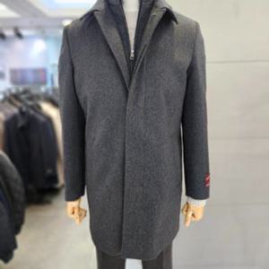 [바쏘]남자 겨울 차콜 캐시미어 블렌드 퍼 코트 WSAFY4CJ26A