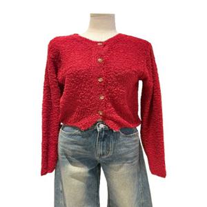 [트위]라운드 부클 크롭 가디건 TNHBFCD005