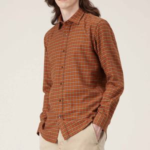 울혼방 체크 슬림핏 기모셔츠 오렌지 YJ4WUA752OR