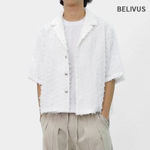 빌리버스 남성 트위드 젠더리스 카라 체크 반팔자켓 BTAP002