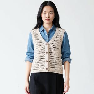 샵앤) 여성 간절기 단추오픈 V넥 5컬러 니트 조끼 BOM-WVS-20783-베이지