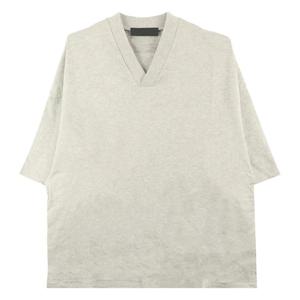 25 FW 피어오브갓 에센셜 백 로고 브이넥 반팔 티셔츠 다크 헤더 그레이 125SP244213F