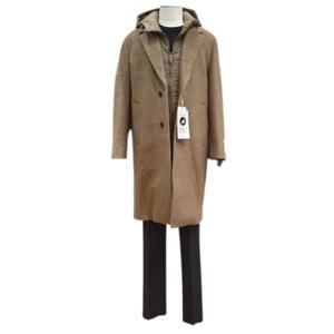 [본(정장)]남성 F/W 베이지 캐시미어 헝가리구스 후드디터쳐블 코트 BN3WHA571BE
