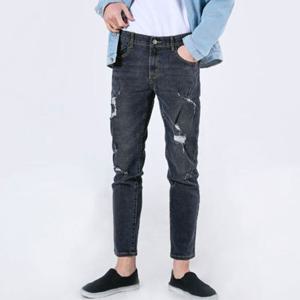 남자스판청바지 D30 남자 헤지 스판 일자 청바지 블랙 워싱 팬츠