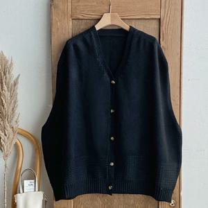 샵앤) 여성V넥 단추 오픈 루즈핏 레이어드 니트 조끼 DGB-WVS-4819-블랙