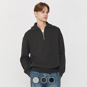 [지오다노]남성 가을 목넥 오픈카라 반집업/하프집업 립 골지 니트 스웨터 055913