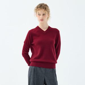 캐시미어 베이직 브이넥 가자니아 풀오버 (UFKKVN421C-WINE)