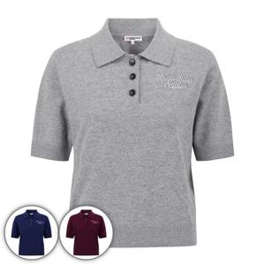 [마스터바니] 여성 로고 자수 캐시미어 카라 반팔 니트 (421E3SR311)