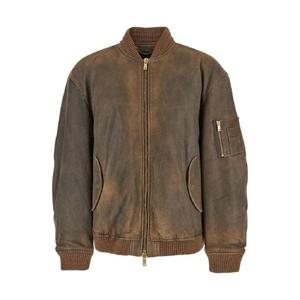 GOLDEN GOOSE Brown Jacket with Sleeve Pocket and Distressed Effects in Leather Man GUP02489P00216855260