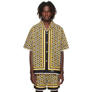 25 FW 발렌티노 남성 블랙   옐로우 코튼 포플린 볼링 셔츠 252476M192005