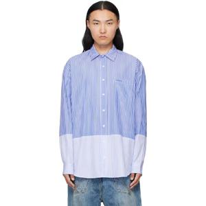 25 FW 베트멍 남성 화이트   블루 스플릿 셔츠 252669M192001