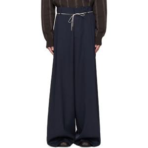 25 FW 드리스반노튼 남성 네이비 드로우스트링 슬랙스 252358M191045