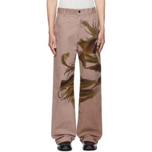 25 FW 드리스반노튼 남성 핑크 그래픽 슬랙스 252358M191037