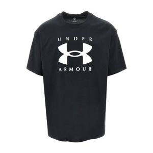 언더아머 로고 프린트 레귤러 핏 크루넥 티셔츠 77 1389146 BLA