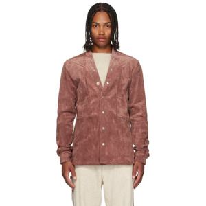 릭오웬스 가죽재킷 핑크 콘코르디안 래리 포그포켓 스웨이드 재킷 252232M192007