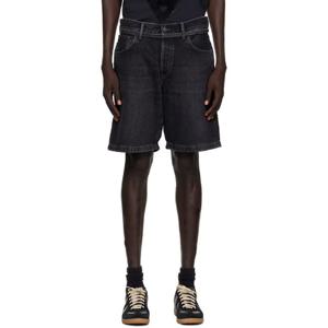 아크네 반바지 블랙 루즈 핏 데님 쇼츠 252129M193000
