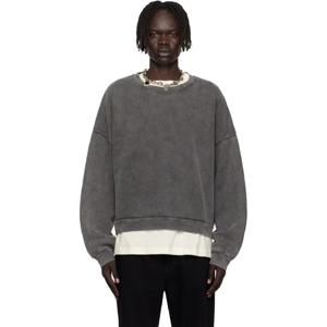 아크네 스웨트셔츠 그레이 로고 패치 스웨트셔츠 252129M204006