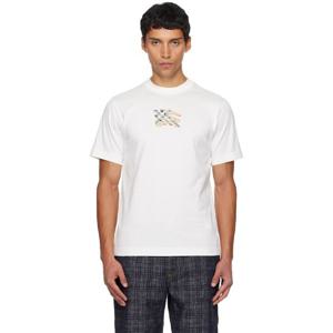 버버리 티셔츠 화이트 EKD 체크 코튼 티셔츠 252376M213026