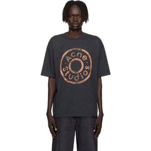 아크네 티셔츠 블랙 로고 루즈 핏 티셔츠 252129M213055