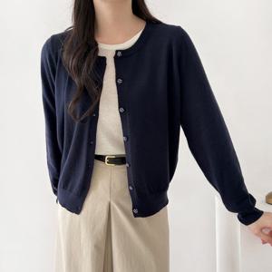 샵앤) 여성 라운드넥 단추오픈 체크버튼 긴팔 니트 가디건 NYS-WCD-4800-그레이