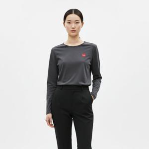 샵앤) 국산 여성 라운드 레드하트 긴팔 언발 면 티셔츠 DAI-WSH-20814-차콜