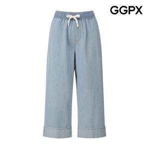 GGPX  와이드핏 롤업 데님 밴딩 팬츠 (GP9PT025F)