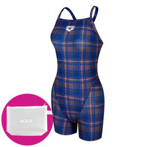 아레나 여성 수영복 일반 컨트리 체크 2부 반신 싱글 수퍼플라이백 A5FL1LH05 BLU 수영손가방 증정