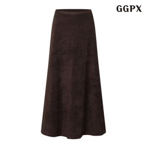 [GGPX]심플 A라인 벨벳 롱 스커트 (GPCWH023D)