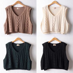 나야홍 / 위쉬몰 RM 꽈배기브이넥크롭조끼(F901H509) 빅사이즈